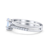 Teardrop Wedding Ring Simulated Cubic Zirconia Accent 925 Sterling Silver