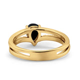 Teardrop Wedding Ring Simulated Cubic Zirconia Accent 925 Sterling Silver