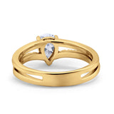 Teardrop Wedding Ring Simulated Cubic Zirconia Accent 925 Sterling Silver