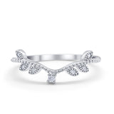 Art Deco V Design Eternity Wedding Rings Simulated CZ 925 Sterling Silver