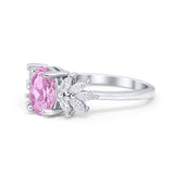 Art Deco Oval Engagement Ring Simulated Cubic Zirconia 925 Sterling Silver