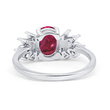 Art Deco Oval Engagement Ring Simulated Cubic Zirconia 925 Sterling Silver
