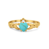 Heart Shape Simulated Cubic Zirconia Claddagh Wedding Ring 925 Sterling Silver