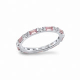 3mm Full Eternity Baguette Round Cubic Zirconia 925 Sterling silver Choose Color