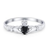 Claddagh Heart Promise Ring Simulated Cubic Zirconia 925 Sterling Silver