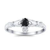 Claddagh Heart Promise Ring Simulated Cubic Zirconia 925 Sterling Silver