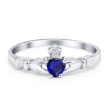 Claddagh Heart Promise Ring Simulated Cubic Zirconia 925 Sterling Silver