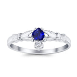 Claddagh Heart Promise Ring Simulated Cubic Zirconia 925 Sterling Silver