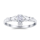Claddagh Heart Promise Ring Simulated Cubic Zirconia 925 Sterling Silver