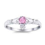 Claddagh Heart Promise Ring Simulated Cubic Zirconia 925 Sterling Silver