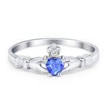 Claddagh Heart Promise Ring Simulated Cubic Zirconia 925 Sterling Silver