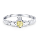 Claddagh Heart Promise Ring Simulated Cubic Zirconia 925 Sterling Silver