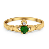 Claddagh Heart Promise Ring Simulated Cubic Zirconia 925 Sterling Silver