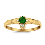 Claddagh Heart Promise Ring Simulated Cubic Zirconia 925 Sterling Silver