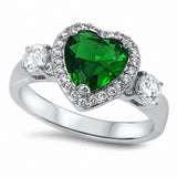 Heart Promise Ring Heart Round Cubic Zirconia 925 Sterling Silver Choose Color