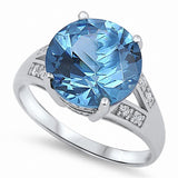 Cocktail Ring Round Simulated CZ 925 Sterling Silver