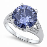 Cocktail Ring Round Simulated CZ 925 Sterling Silver