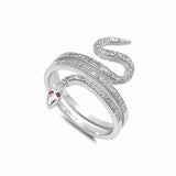 Snake Ring Round Cubic Zirconia 925 Sterling Silver Choose color