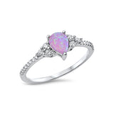 Teardrop Engagement Ring 925 Sterling Silver Round CZ Choose Color - Blue Apple Jewelry