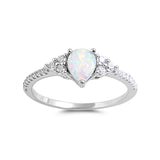 Teardrop Engagement Ring 925 Sterling Silver Round CZ Choose Color - Blue Apple Jewelry