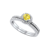 Accent Dazzling Halo Wedding Bridal Matching Band Ring Round Cubic Zirconia 925 Sterling Silver Choose Color 1