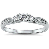 3-Stone Engagement Promise Ring Simulated CZ 925 Sterling Silver (4mm)