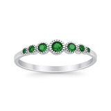 Half Eternity Petite Dainty Wedding Band Ring Simulated CZ 925 Sterling Silver