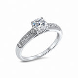 Antique Vintage Style Engagement Ring Solitaire Accent Round Cubic Zirconia 925 Sterling Silver Choose Color