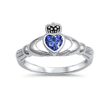 Irish Claddagh Heart Promise Ring Simulated Cubic Zirconia 925 Sterling Silver