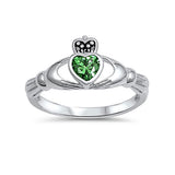 Irish Claddagh Heart Promise Ring Simulated Cubic Zirconia 925 Sterling Silver