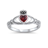Irish Claddagh Heart Promise Ring Simulated Cubic Zirconia 925 Sterling Silver