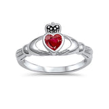 Irish Claddagh Heart Promise Ring Simulated Cubic Zirconia 925 Sterling Silver