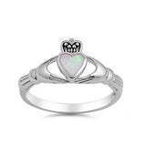 Irish Claddagh Heart Promise Ring Simulated Cubic Zirconia 925 Sterling Silver