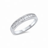 Half Eternity Baguette  Band Ring 925 Sterling Silver Choose Color