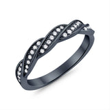 Art Deco Half Eternity Twisted Band Ring Round 925 Sterling Silver