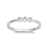3mm Fashion Half Eternity Band Ring 3-Stone Round Cubic Zirconia 925 Sterling Silver Choose Color - Blue Apple Jewelry