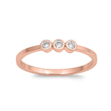 3mm Fashion Half Eternity Band Ring 3-Stone Round Cubic Zirconia 925 Sterling Silver Choose Color - Blue Apple Jewelry