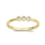 3mm Fashion Half Eternity Band Ring 3-Stone Round Cubic Zirconia 925 Sterling Silver Choose Color - Blue Apple Jewelry