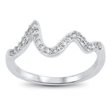 Fashion Ocean Wave Ring Round Simulated Cubic Zirconia 925 Sterling Silver Choose Color