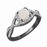 Halo Infinity Twist Shank Wedding Ring Lab Created Opal 925 Sterling Silver