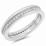 4mm Full Eternity Wedding Band Ring Round Pave 925 Sterling Silver