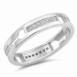 4mm Sideways Key Band Ring Round 925 Sterling Silver