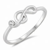 Music Note Ring Round Cubic Zirconia 925 Sterling Silver Choose Color