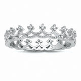 Crown Band Round Cubic Zirconia 925 Sterling Silver
