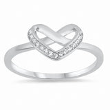 Tangled Knot Heart Promise Ring Round Cubic Zirconia 925 Sterling Silver Choose Color