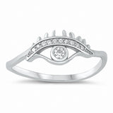 Eye Ring Round Cubic Zirconia 925 Sterling Silver Choose Color