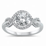 Crisscross Simulated Round Cubic Zirconia 925 Sterling Silver