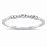 Fashion Petite Dainty Band Ring Round Cubic Zirconia 925 Sterling Silver Choose Color