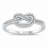 Heart Ring Round Pave Cubic Zirconia Tangled Knot Promise Ring 925 Sterling Silver Choose Color