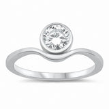 Solitaire Bezel Cubic Zirconia Ring 925 Sterling Silver Choose Color